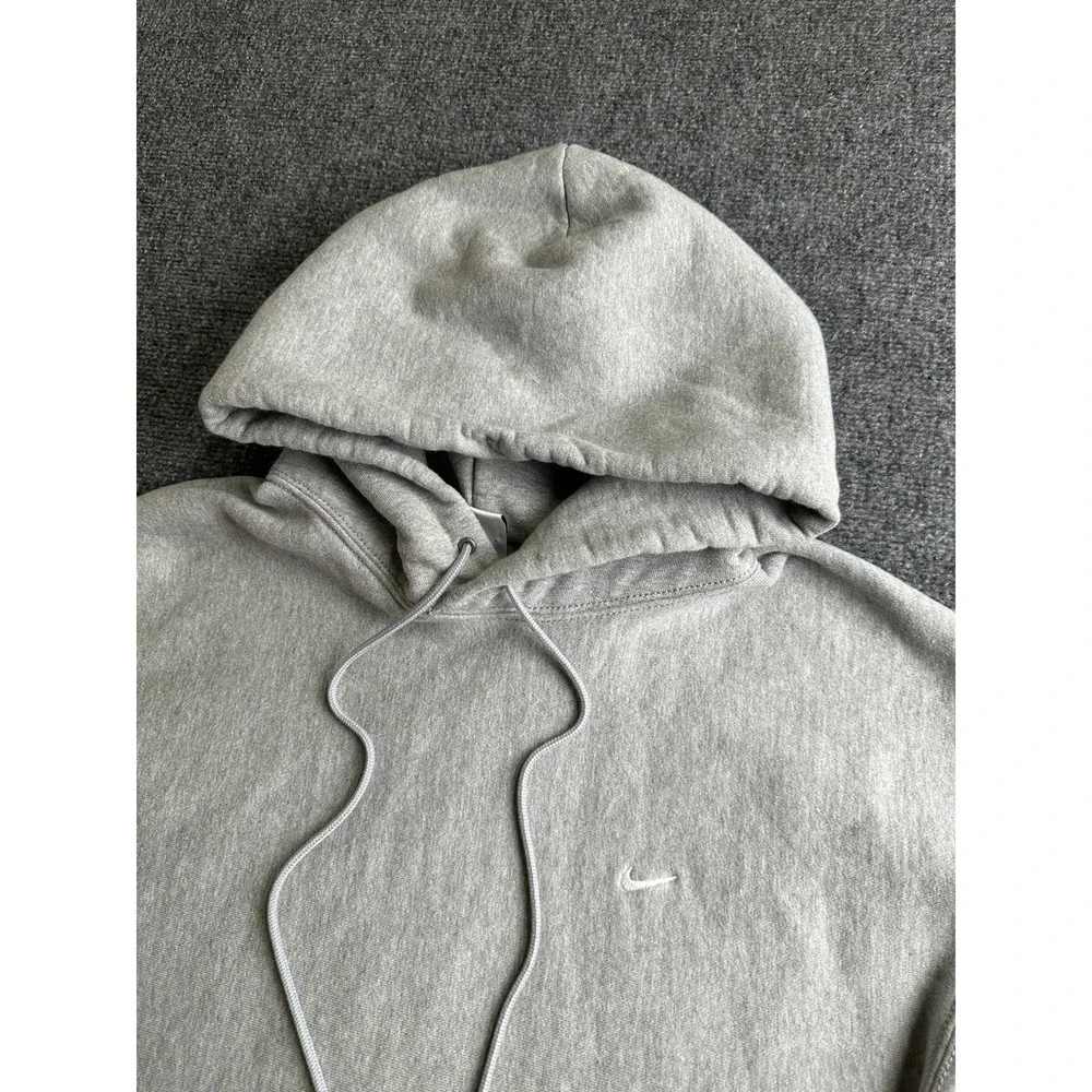 Mens Nike Mini Swoosh Pullover Fleece Hoodie Gray Made in Pakistan, Size L